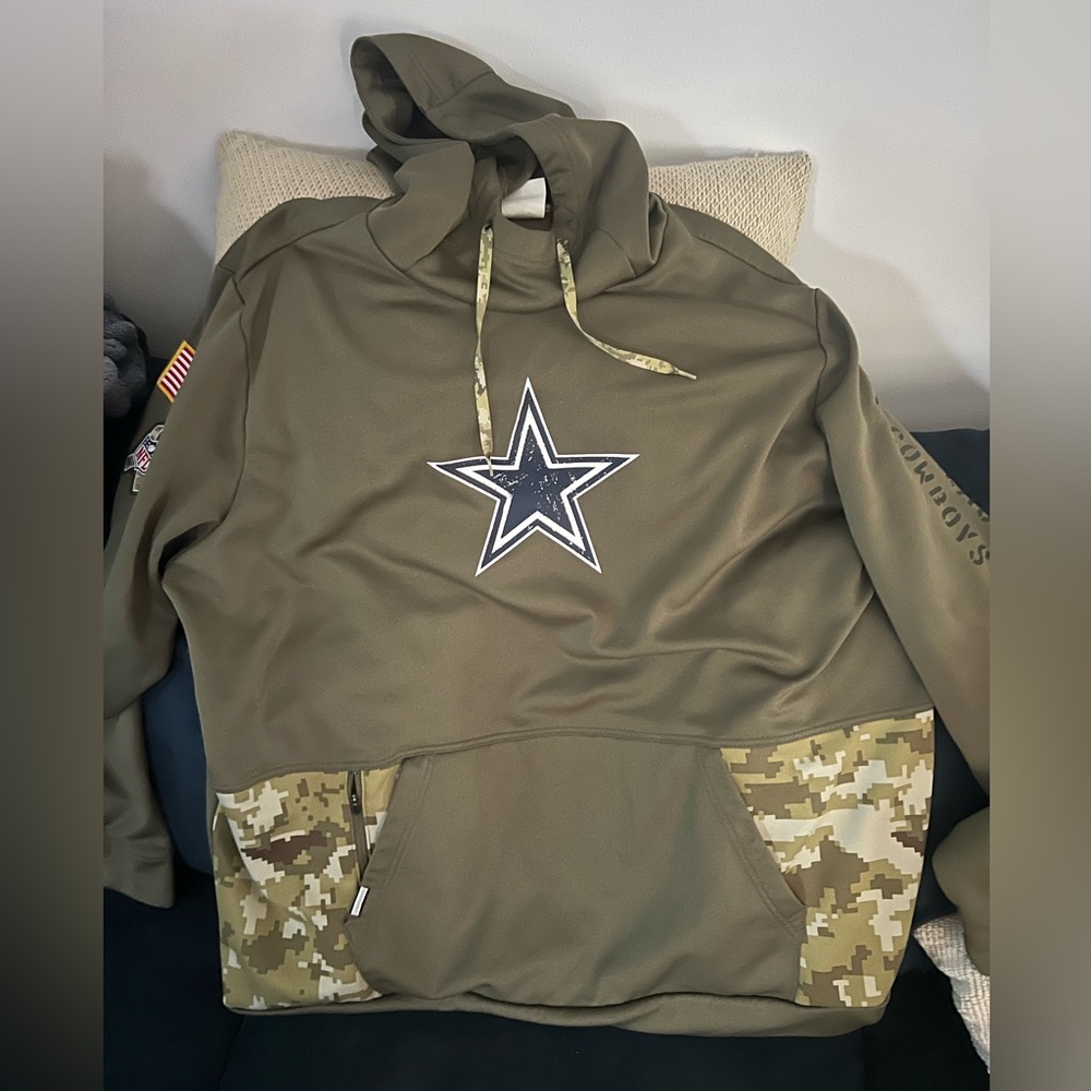 Men's Nike Olive Dallas Cowboys Salute to Service Therma Performance Hoodie